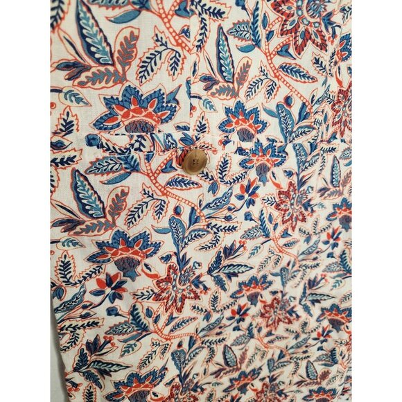 J. McLaughlin XS Rue Linen Floral Print Split V-Neck Shift Dress NWT Pockets - Picture 4 of 6